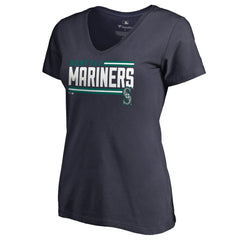 Seattle Mariners Women's Onside Stripe V-Neck T-Shirt Online