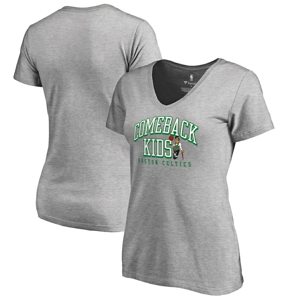 Boston Celtics Women's Comeback Kids V-Neck T-Shirt Heathered Gray