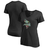 Minnesota Vikings Women's Lovely V-Neck T-Shirt - Black - NFL