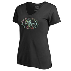 San Francisco 49ers Women's Lovely V-Neck T-Shirt - Black - NFL