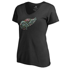 Detroit Red Wings Women's Lovely V-Neck T-Shirt - Black | NHL near me
