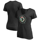 Winnipeg Jets Women's Lovely V-Neck T-Shirt - Black | NHL near me