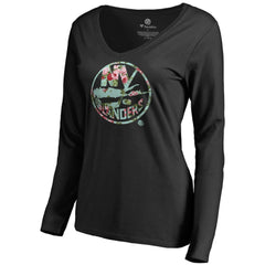 New York Islanders Women's Lovely Long Sleeve V-Neck T-Shirt - Black | NHL Lifestyle