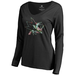 San Jose Sharks Women's Lovely Long Sleeve V-Neck T-Shirt - Black | NHL online