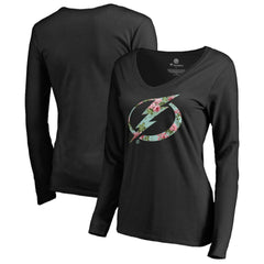 Tampa Bay Lightning Women's Lovely Long Sleeve V-Neck T-Shirt - Black | NHL discount
