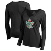 Toronto Maple Leafs Women's Lovely Long Sleeve V-Neck T-Shirt - Black | NHL Clearance