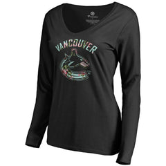 Vancouver Canucks Women's Lovely Long Sleeve V-Neck T-Shirt - Black | NHL on sale