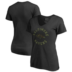 Baltimore Ravens Women's Camo Collection Liberty V-Neck T-Shirt - Black - NFL