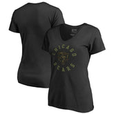 Chicago Bears Women's Camo Collection Liberty V-Neck T-Shirt - Black - NFL