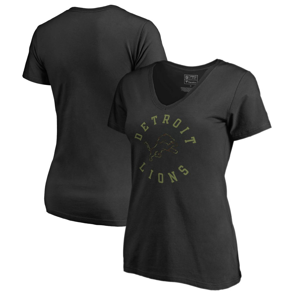 Detroit Lions Women's Camo Collection Liberty V-Neck T-Shirt - Black - NFL