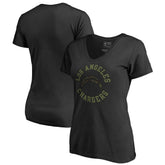 Los Angeles Chargers Women's Camo Collection Liberty V-Neck T-Shirt - Black - NFL