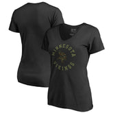 Minnesota Vikings Women's Camo Collection Liberty V-Neck T-Shirt - Black - NFL