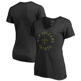 New Orleans Saints Women's Camo Collection Liberty V-Neck T-Shirt - Black - NFL