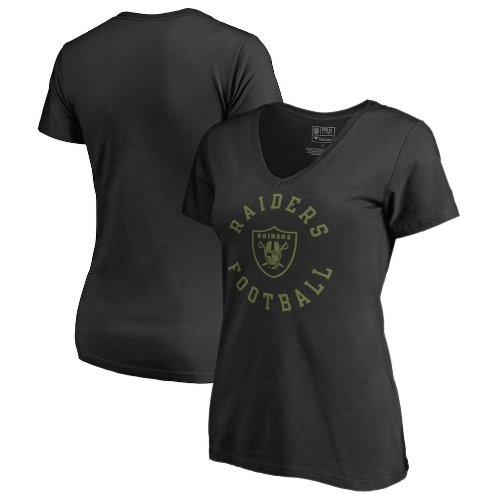 Las Vegas Raiders Women's Camo Collection Liberty V-Neck T-Shirt - Black - NFL
