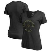 San Francisco 49ers Women's Camo Collection Liberty V-Neck T-Shirt - Black - NFL