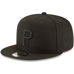 Pittsburgh Pirates New Era Black on Black 9FIFTY Team Snapback Adjustable Hat Discount