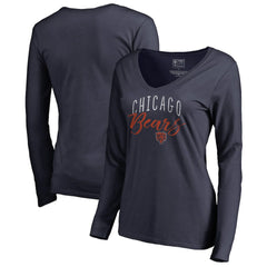 Chicago Bears Women's Graceful Long Sleeve V-Neck T-Shirt - Navy - NFL