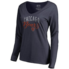 Chicago Bears Women's Graceful Long Sleeve V-Neck T-Shirt - Navy - NFL