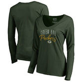 Green Bay Packers Women's Graceful Long Sleeve V-Neck T-Shirt - Green - NFL