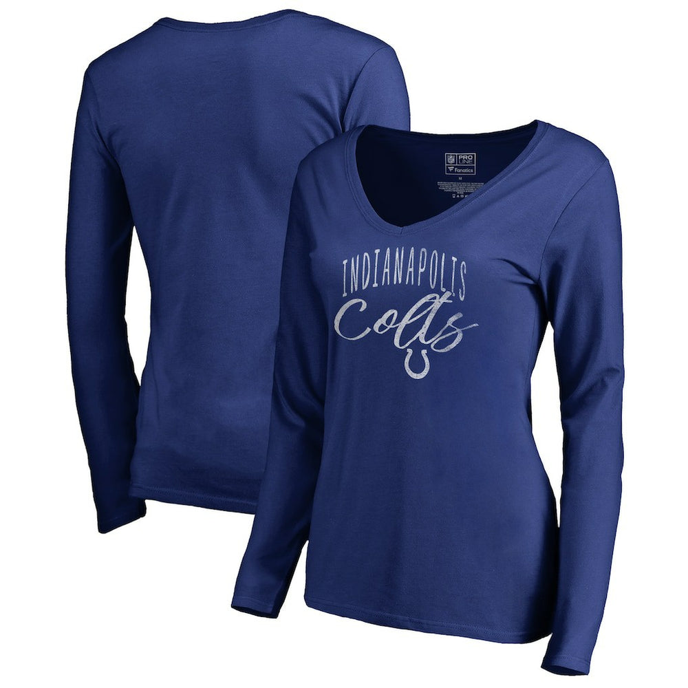 Indianapolis Colts Women's Graceful Long Sleeve V-Neck T-Shirt - Royal - NFL