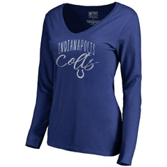 Indianapolis Colts Women's Graceful Long Sleeve V-Neck T-Shirt - Royal - NFL