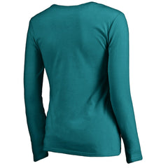 Miami Dolphins Women's Graceful Long Sleeve V-Neck T-Shirt - Aqua - NFL