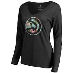 Atlanta Hawks Women's Lovely V-Neck Long Sleeve T-Shirt Black