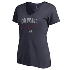 Colorado Avalanche Women's Graceful V-Neck T-Shirt - Navy | NHL Lifestyle