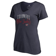 Columbus Blue Jackets Women's Graceful V-Neck T-Shirt - Navy | NHL on sale