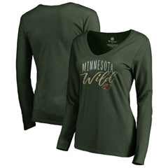 Minnesota Wild Women's Graceful Long Sleeve V-Neck T-Shirt - Green | NHL near me