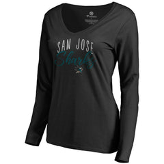 San Jose Sharks Women's Graceful Long Sleeve V-Neck T-Shirt - Black | NHL on sale