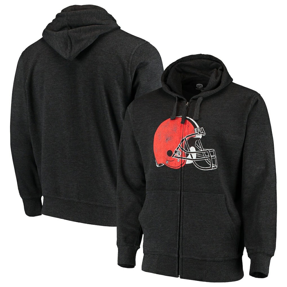 Cleveland Browns G-III Sports by Carl Banks Primary Logo Full-Zip Hoodie - Charcoal - NFL