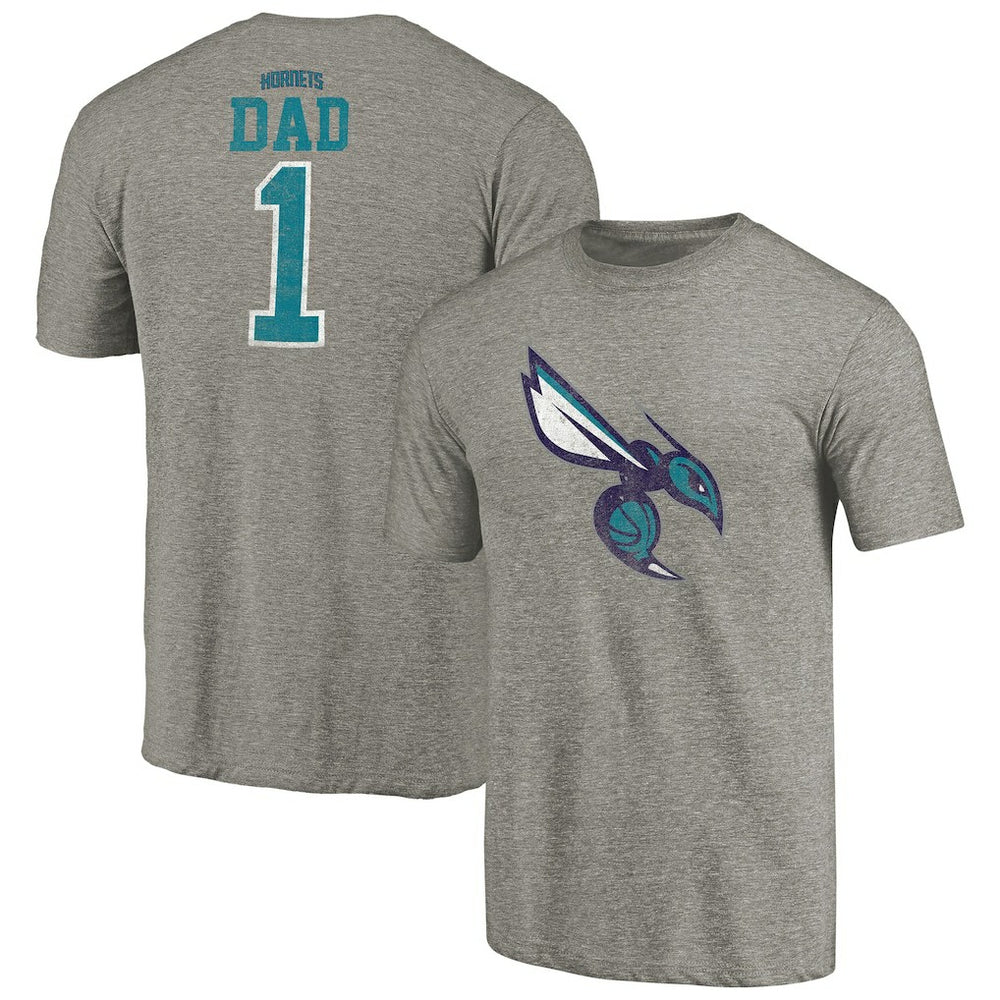 Charlotte Hornets Greatest Dad Tri-Blend T-Shirt Gray
