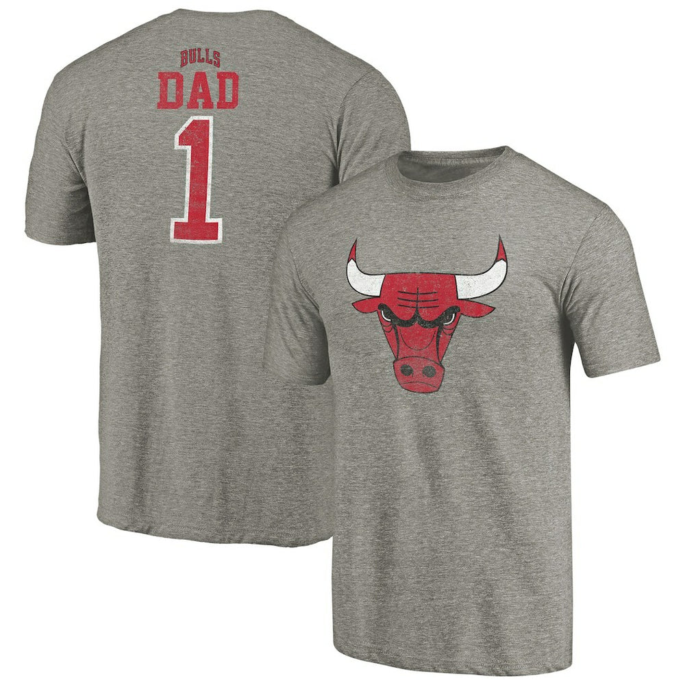 Chicago Bulls Greatest Dad Tri-Blend T-Shirt Gray