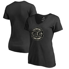New York Knicks Women's Cloak Camo V-Neck T-Shirt Black