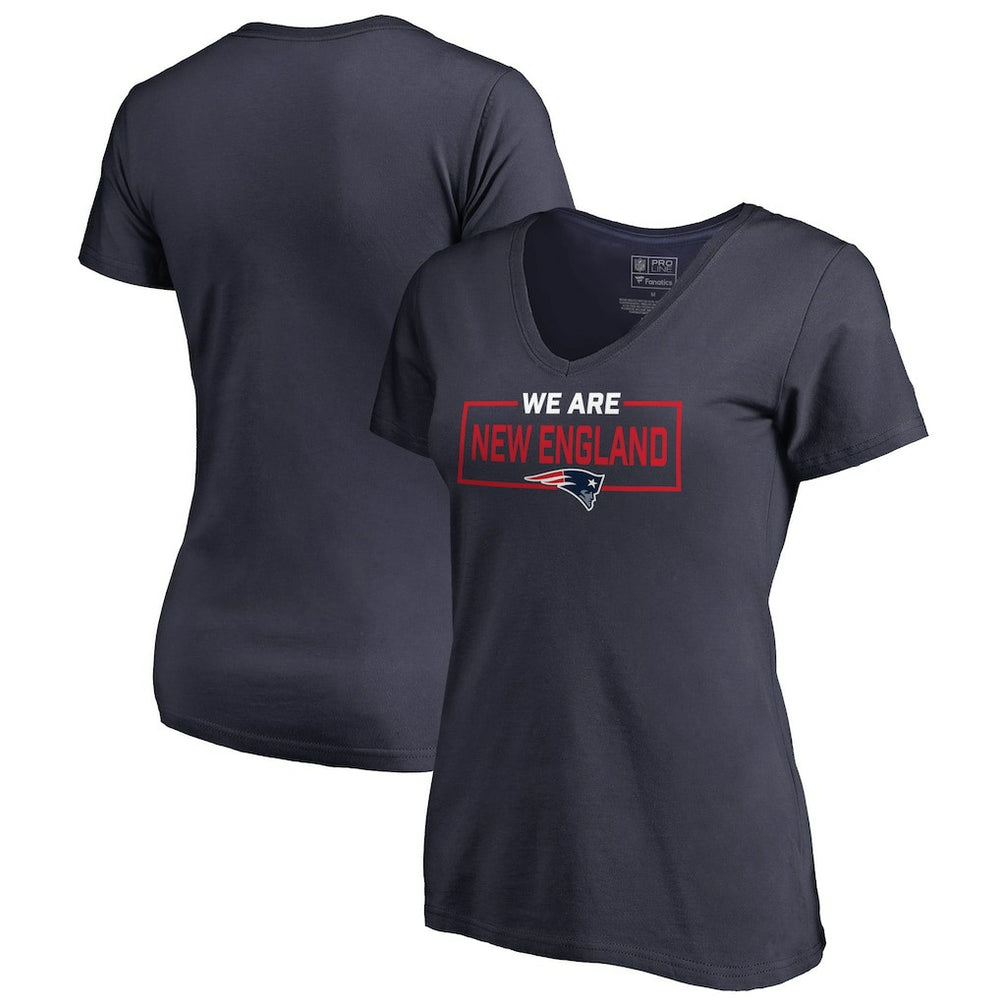 New England Patriots Women's We Are Icon V-Neck T-Shirt - Navy - NFL