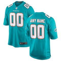 Miami Dolphins Youth Custom Game Jersey - Aqua - Nike
