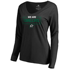 Dallas Stars Women's Iconic Collection We Are Long Sleeve V-Neck T-Shirt - Black | NHL discount