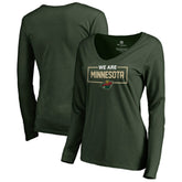 Minnesota Wild Women's Iconic Collection We Are Long Sleeve V-Neck T-Shirt - Green | NHL Clearance