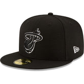New Era Miami Heat Black & White Logo 59FIFTY Fitted Hat Black