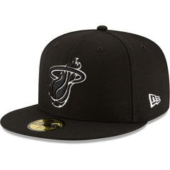 New Era Miami Heat Black & White Logo 59FIFTY Fitted Hat Black