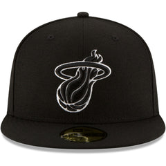 New Era Miami Heat Black & White Logo 59FIFTY Fitted Hat Black