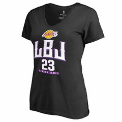 LeBron James Los Angeles Lakers Women's Hometown Collection LBJ V-Neck T-Shirt Black