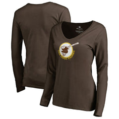 San Diego Padres Women's Cooperstown Collection Forbes Long Sleeve V-Neck T-Shirt Discount