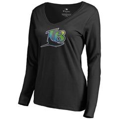 Tampa Bay Rays Women's Cooperstown Collection Forbes Long Sleeve V-Neck T-Shirt for sale