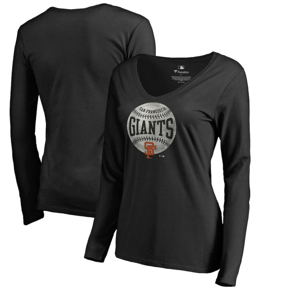 San Francisco Giants Women's Cooperstown Collection Slider Long Sleeve V-Neck T-Shirt Outlet