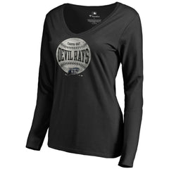 Tampa Bay Rays Women's Cooperstown Collection Slider Long Sleeve V-Neck T-Shirt Discount