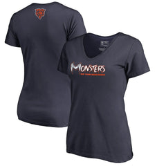 Chicago Bears Women's Monsters V-Neck T-Shirt - Navy - NFL