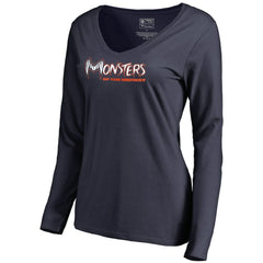 Chicago Bears Women's Monsters Long Sleeve V-Neck T-Shirt - Navy - NFL