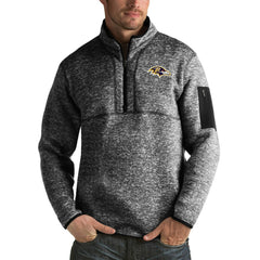 Baltimore Ravens Antigua Fortune Big & Tall Quarter-Zip Pullover Jacket - Heather Black - NFL